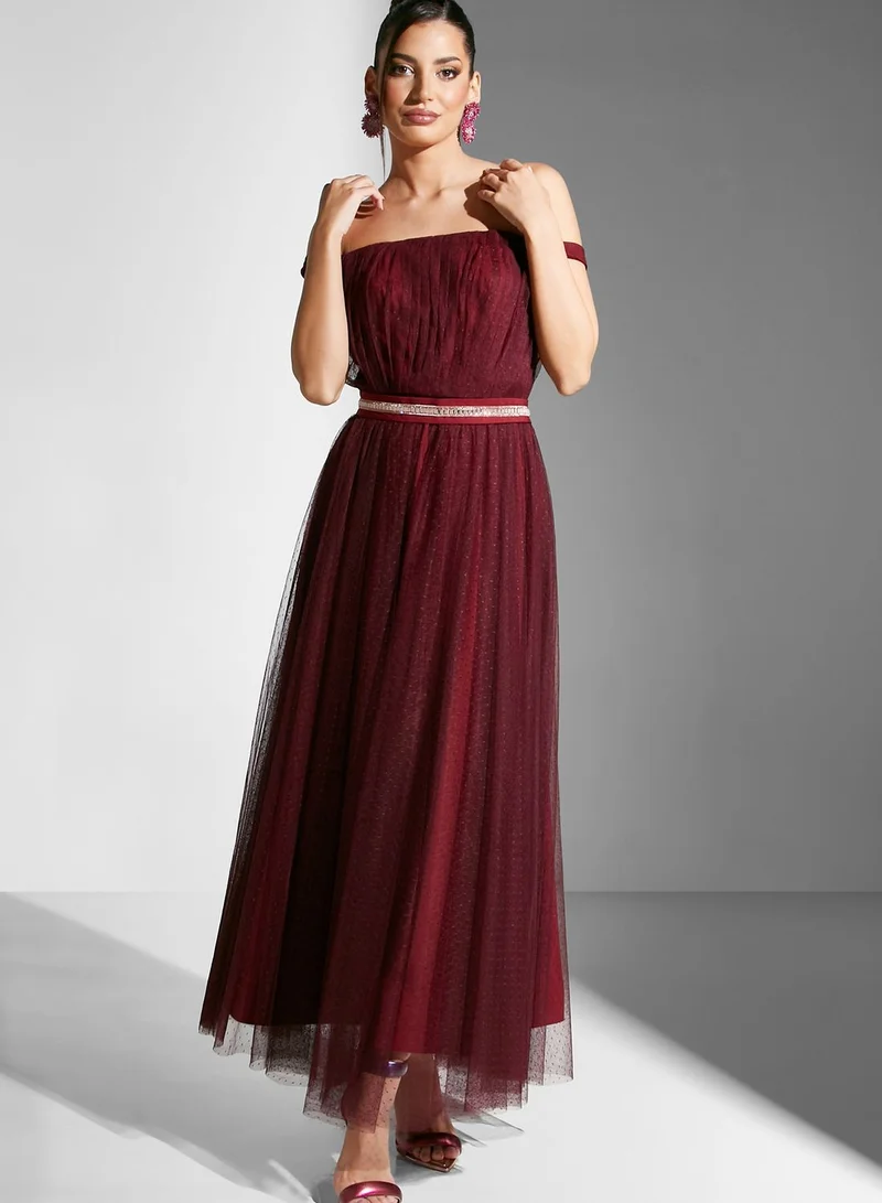 Namshi x Tulle Overlay Maxi Dress