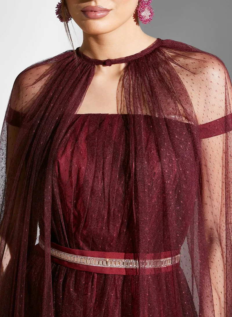 Namshi x Tulle Overlay Maxi Dress