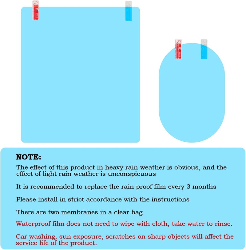 BOAO 16 Pieces Car Waterproof Film Anti Rain Mirror Film Waterproof Car Blind Spot Side View Mirror Film Frameless Convex Rear View Mirror Rainproof for Cars Suv Trucks Bus - Image 2