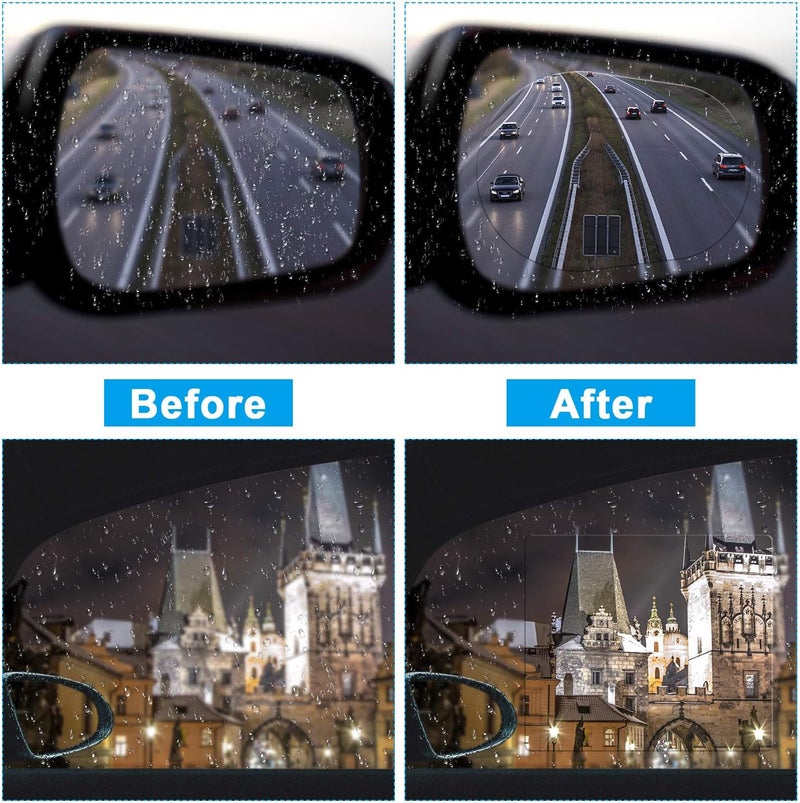 BOAO 16 Pieces Car Waterproof Film Anti Rain Mirror Film Waterproof Car Blind Spot Side View Mirror Film Frameless Convex Rear View Mirror Rainproof for Cars Suv Trucks Bus - Image 3