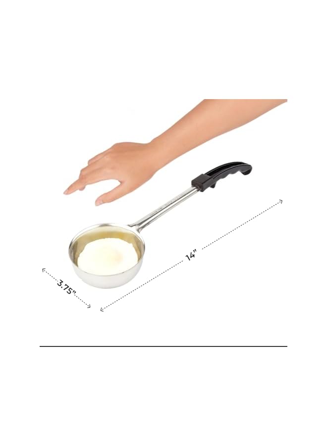 S-TOP Met Lux 6 Ounce Portion Ladle, 1 Perforated Portion Serving Spoon - Black Handle, Dishwashable, Stainless Steel Slotted Serving Utensil, Multipurpose, For Serving Pasta - Image 3