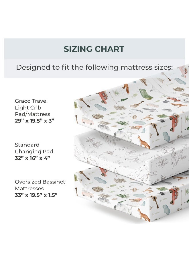 Pobibaby - 2 Pack Premium Changing Pad Cover - Ultra-Soft Cotton Blend, Stylish Woodland Pattern, Safe and Snug for Baby (Explore) - Image 3