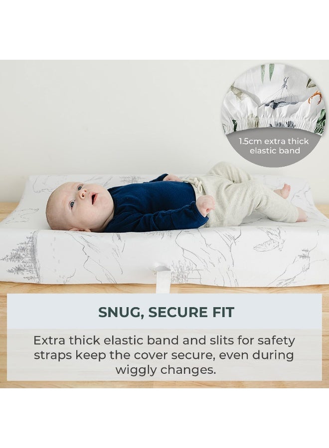 Pobibaby - 2 Pack Premium Changing Pad Cover - Ultra-Soft Cotton Blend, Stylish Woodland Pattern, Safe and Snug for Baby (Explore) - Image 4