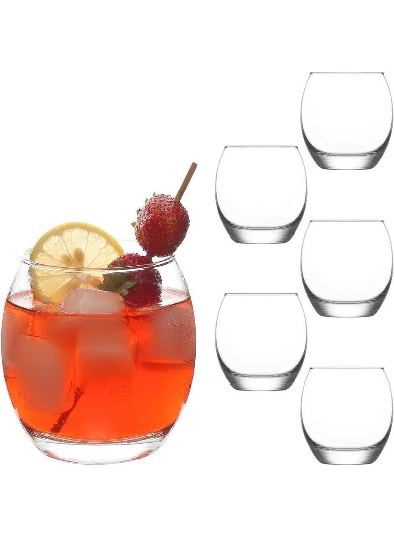 DubaiCrystal كأس شرب مميز مجموعة أكواب منخفضة وكؤوس عصير 6 قطع، 13.75 أونصة - Image 1
