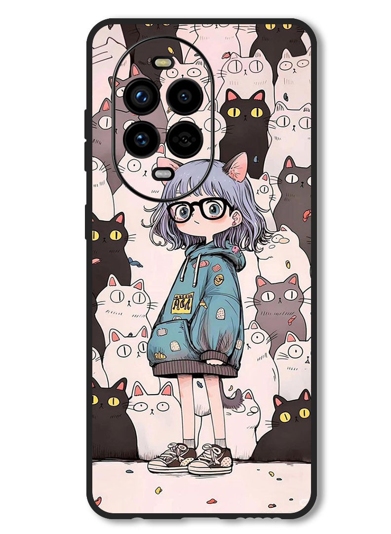 Theodor Case Compatible with Huawei Nova 13 Pro Protection Shockproof Bumper Cover Cats & Girl - Image 1