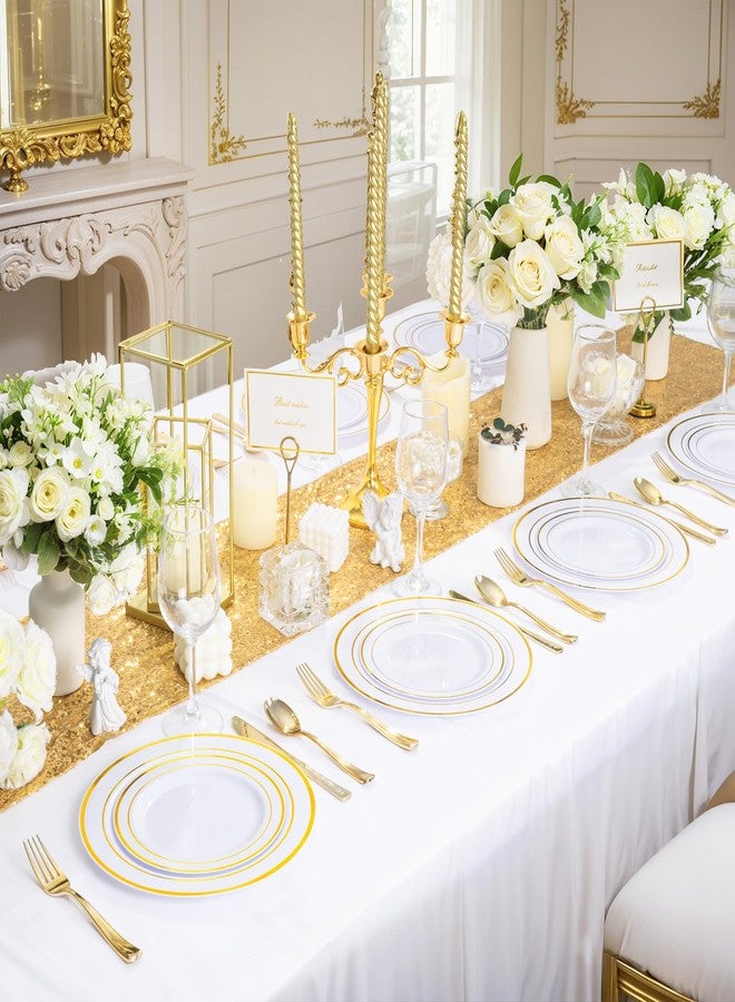 WDF300 Pieces Gold Plastic Silverware - Heavy Duty Disposable Gold Cutlery Set Plastic Gold Silverware Set Plastic Includes 100 Forks, 100 Spoons, 100 Knives for Party - Image 4
