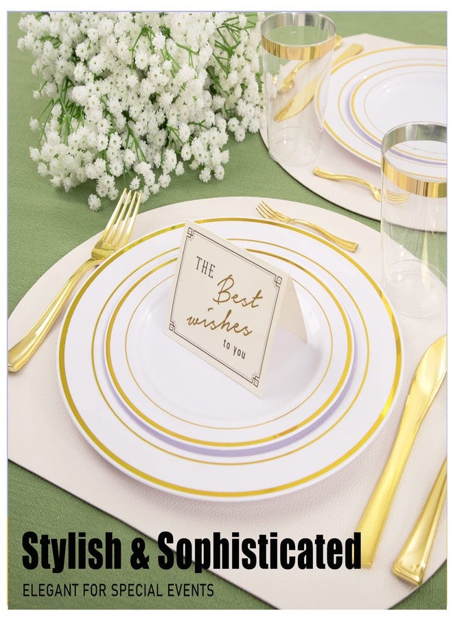 WDF300 Pieces Gold Plastic Silverware - Heavy Duty Disposable Gold Cutlery Set Plastic Gold Silverware Set Plastic Includes 100 Forks, 100 Spoons, 100 Knives for Party - Image 5