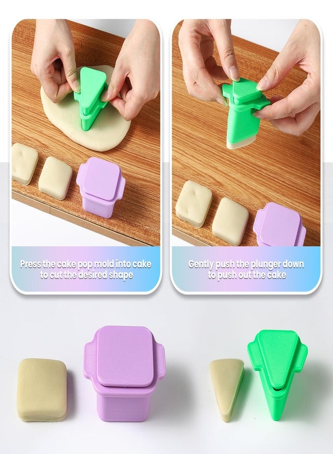 MITCHENIFY Triangle Cube Cake Pop Cutter and Pusher, 3D Printed Cake Pop Molds Shapes Press Set, Baking Molds for Home Baking, Kids Cooking, Birthday Parties, Wedding Desserts - Image 2