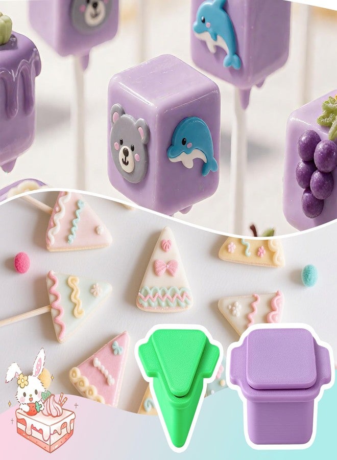 MITCHENIFY Triangle Cube Cake Pop Cutter and Pusher, 3D Printed Cake Pop Molds Shapes Press Set, Baking Molds for Home Baking, Kids Cooking, Birthday Parties, Wedding Desserts - Image 3