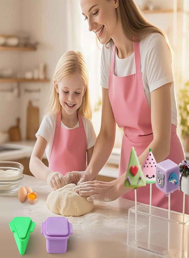 MITCHENIFY Triangle Cube Cake Pop Cutter and Pusher, 3D Printed Cake Pop Molds Shapes Press Set, Baking Molds for Home Baking, Kids Cooking, Birthday Parties, Wedding Desserts - Image 5