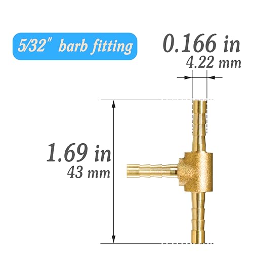 MSAEIQUN Brass Hose Barb, Tee Shaped 3 Way Hose Barb Fitting 5/32" (4mm) Splicer Mender air hose repair kit for Pipe Line/Fuel/Air（Pack of 1) (Tee 3-way, 5/32 1pcs) - Image 3