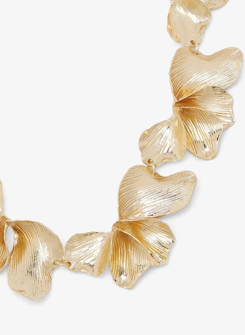 ELLA Gold Accent Asymmetrical Floral Necklace