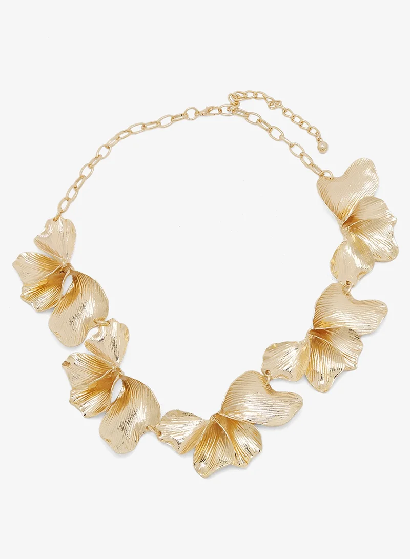 ELLA Gold Accent Asymmetrical Floral Necklace