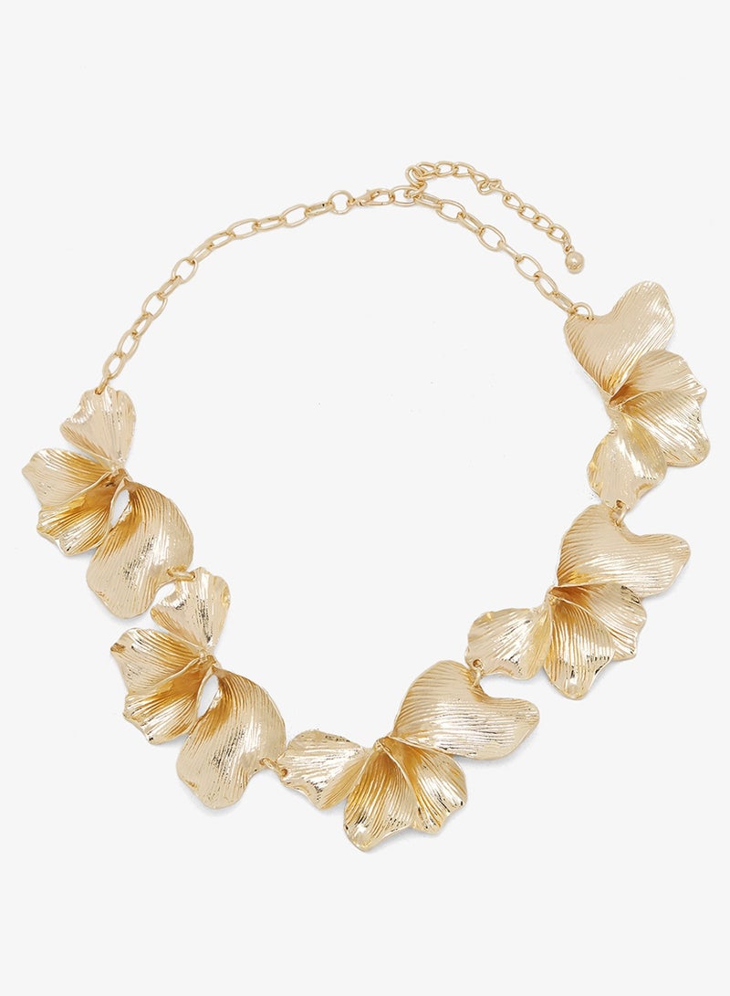 ELLA Gold Accent Asymmetrical Floral Necklace - Image 1