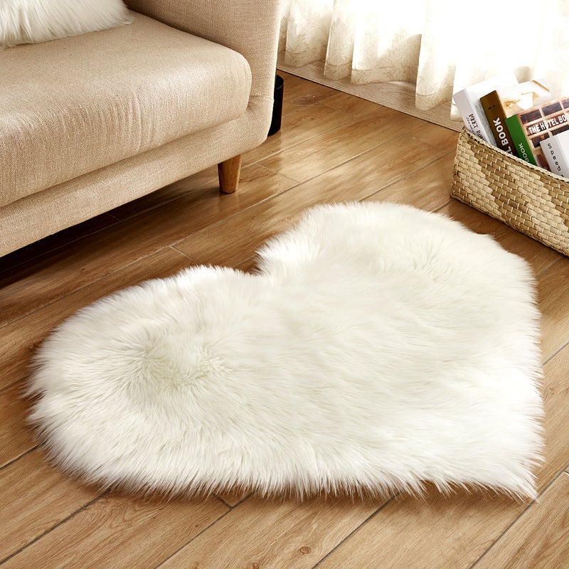 Heart Shaped Plush Anti-Slip Floor Mat, 2 Pack Wool-Like Cozy Soft Home Decor Carpet for Living Room Bedroom Indoor Use - Image 1