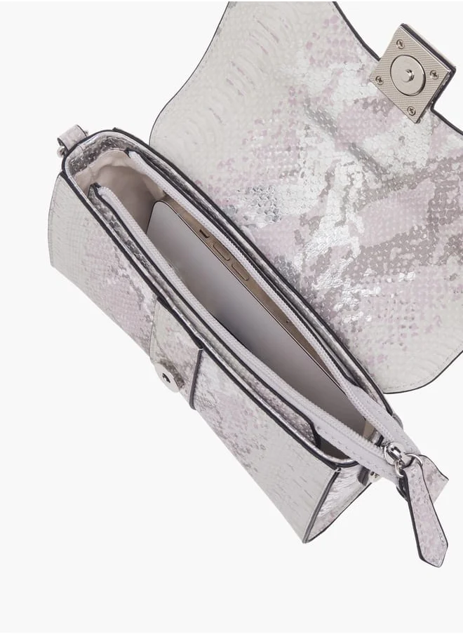 Celeste Women Solid Crossbody Bag with Button Closure and Chain Strap
