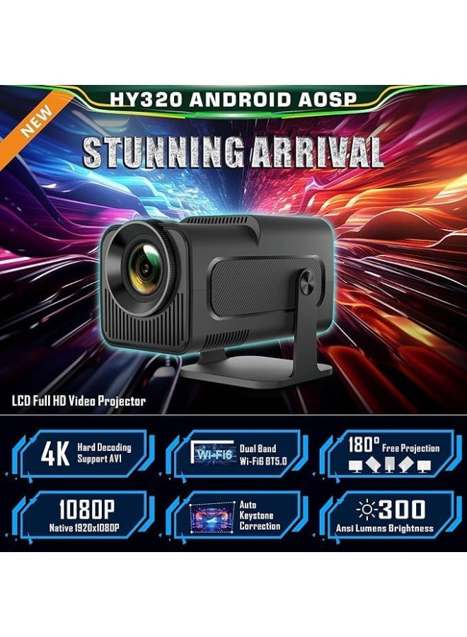 HY320 Android 11 Smart Projector 4K Supported Native 1080P | 390 ANSI Lumens Portable Mini Projector with Dual WiFi 6 & Bluetooth 5.0 | Home & Outdoor Cinema Projector - Image 4
