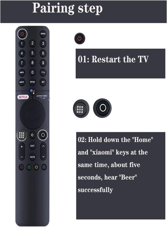 Lelukee Remote Control for Xiaomi Tv P1, P1E, Q1, Q1E with Bluetooth and Voice Control Remote Control Compatible with Mi Tv P1/P1E/Q1/Q1E - Image 2