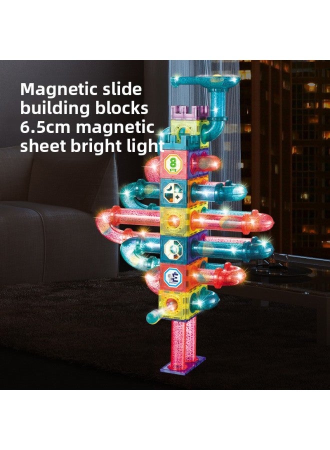 Hot Sale Color Window Magnetic Sheet Light Ball Track Building Blocks Variety Three-dimensional Strong Magnetic Children Splicing Toys-Color:158p/slide  - Image 5