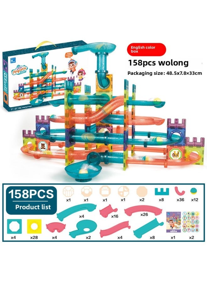 Hot Sale Color Window Magnetic Sheet Light Ball Track Building Blocks Variety Three-dimensional Strong Magnetic Children Splicing Toys-Color:158p/slide  - Image 1