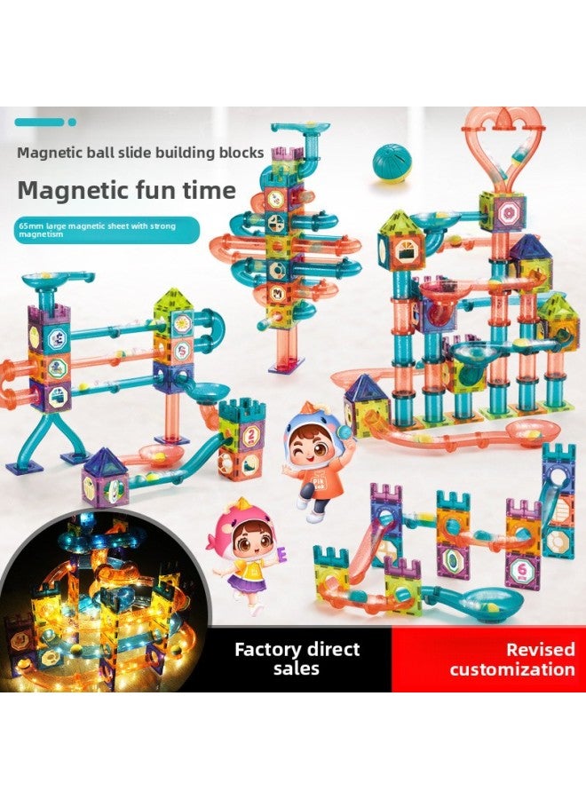 Hot Sale Color Window Magnetic Sheet Light Ball Track Building Blocks Variety Three-dimensional Strong Magnetic Children Splicing Toys-Color:158p/slide  - Image 2