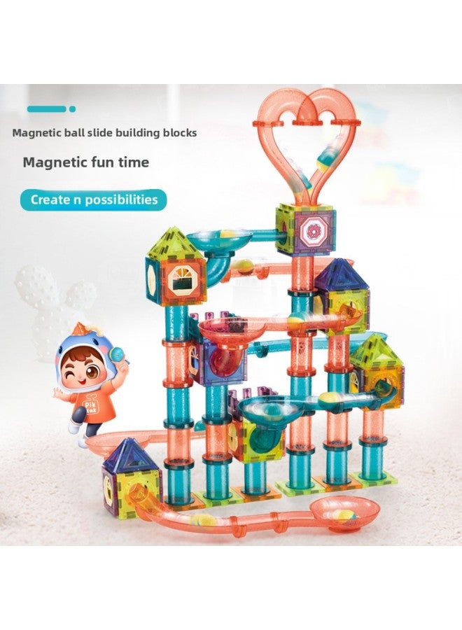 Hot Sale Color Window Magnetic Sheet Light Ball Track Building Blocks Variety Three-dimensional Strong Magnetic Children Splicing Toys-Color:158p/slide  - Image 3