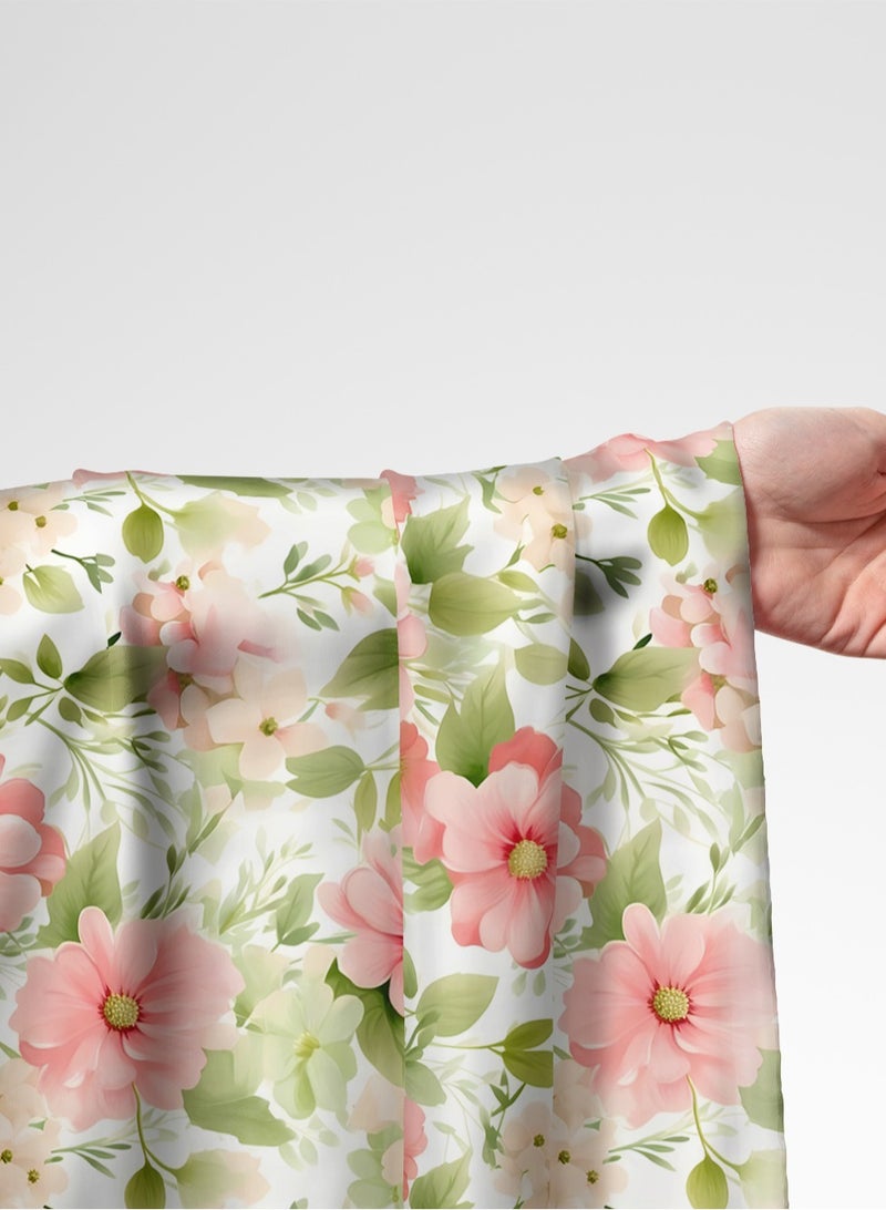 فيلاتو جلابية مخوير من قماش حرير الليل عرامني بالياردة، نقشة زهور وردية خضراء، خياطة 58 بوصة عرض - Image 1