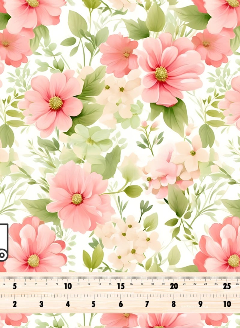 فيلاتو جلابية مخوير من قماش حرير الليل عرامني بالياردة، نقشة زهور وردية خضراء، خياطة 58 بوصة عرض - Image 3