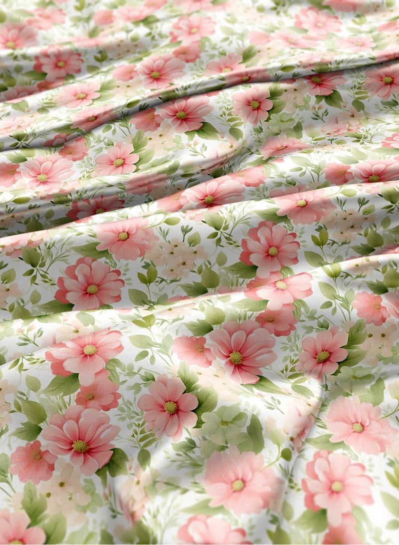 فيلاتو جلابية مخوير من قماش حرير الليل عرامني بالياردة، نقشة زهور وردية خضراء، خياطة 58 بوصة عرض - Image 2