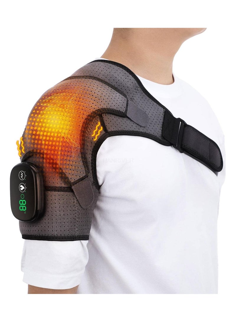general Back Corrector Electric Heating Vibration Massage Shoulder Brace Support Belt Therapy for Arthritis Joint Injury Pain Relief Rehabilitation Pad Health and Relaxation - Image 1