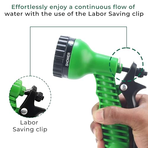 ROOTS & LEAF Garden Spray Gun � 7 Adjustable Water Patterns | Hands-Free Operation with Labor-Saving Clip | Water Flow Control | For Car Washing, Pet Cleaning, Garden Watering - Pack of 1 - Image 3