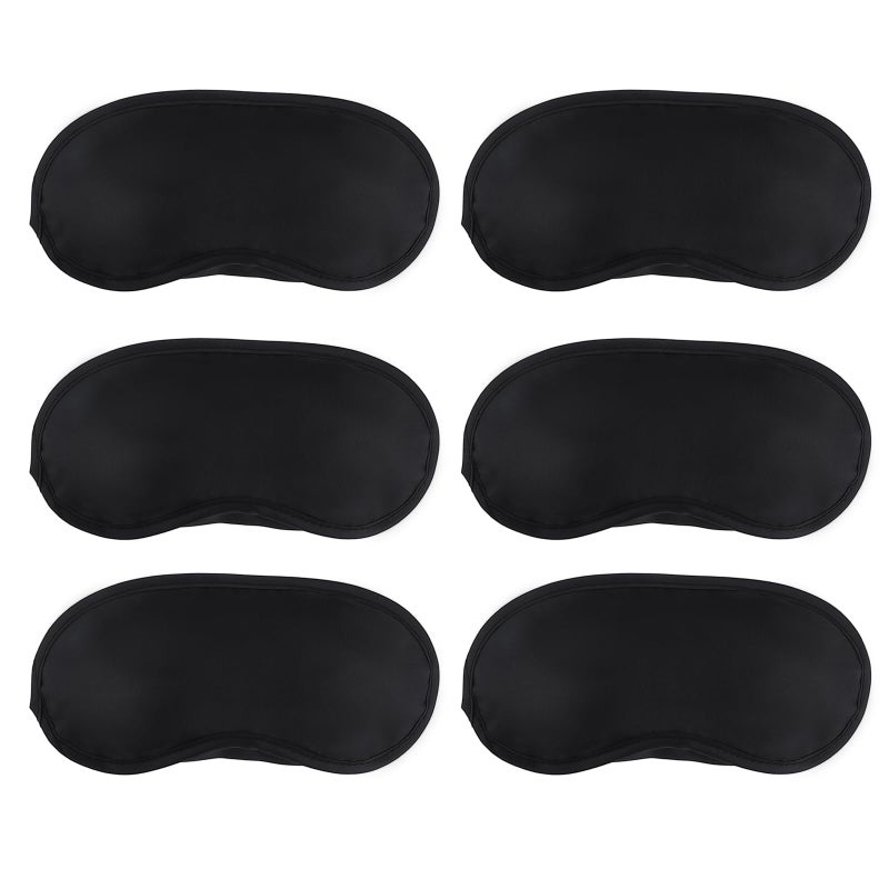 Sleep Mask 6 PCS Eye Mask for Side Sleeper Soft Breathable Blackout Eye Cover with Adjustable Straps for Travel Blindfold Meditation Nap Women Men Kids Black