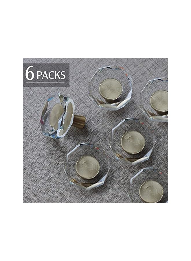 The Bros Knobs for Cabinet, Satin Brass Crystal Gold Cabinet Knobs Vintage, Glass Knobs and Pulls for Dresser Drawer, Kitchen Bathroom (6 Pcs) - Image 5
