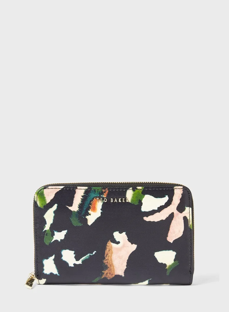 Ted Baker Watercolour Print Leather Wallet