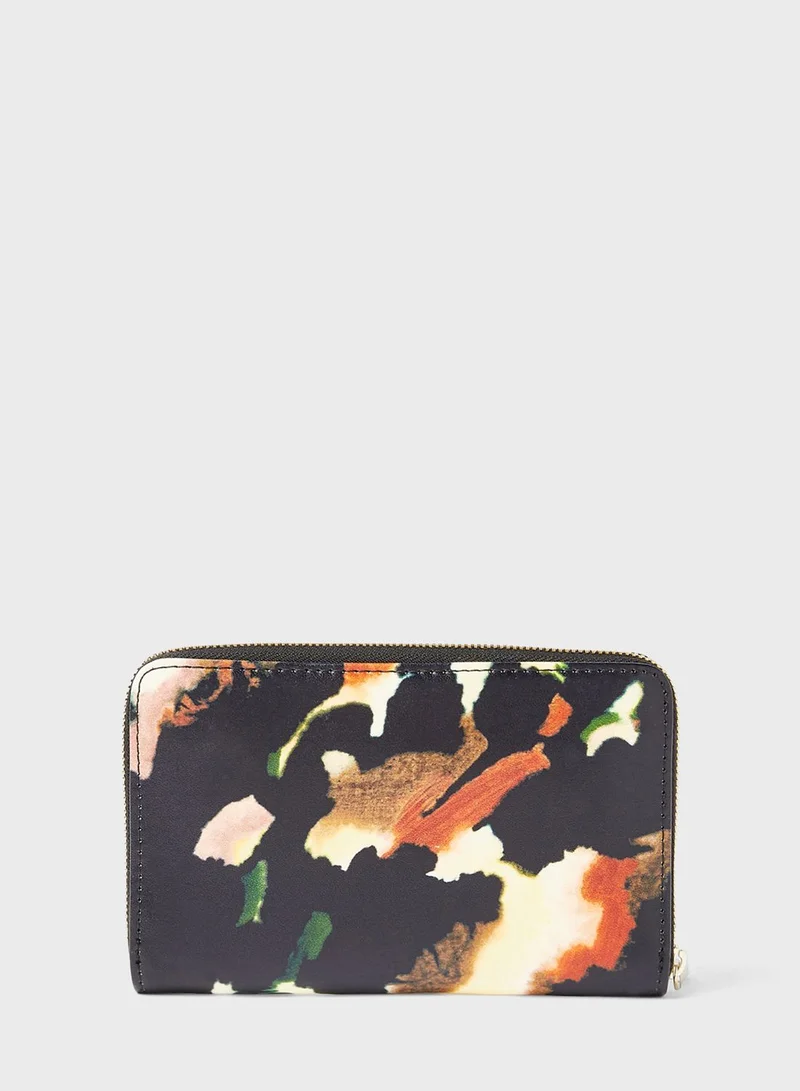 Ted Baker Watercolour Print Leather Wallet