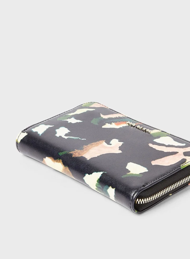 Ted Baker Watercolour Print Leather Wallet