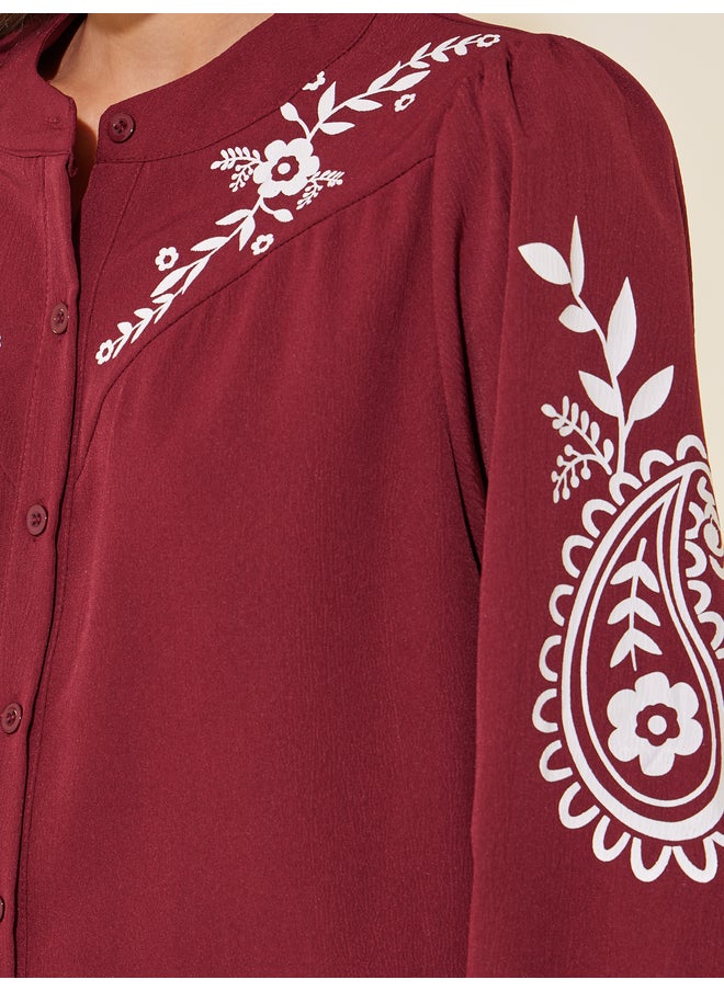 Take Two Take Two Floral Print Long Sleeve Regular Fit Shirt  - Image 3
