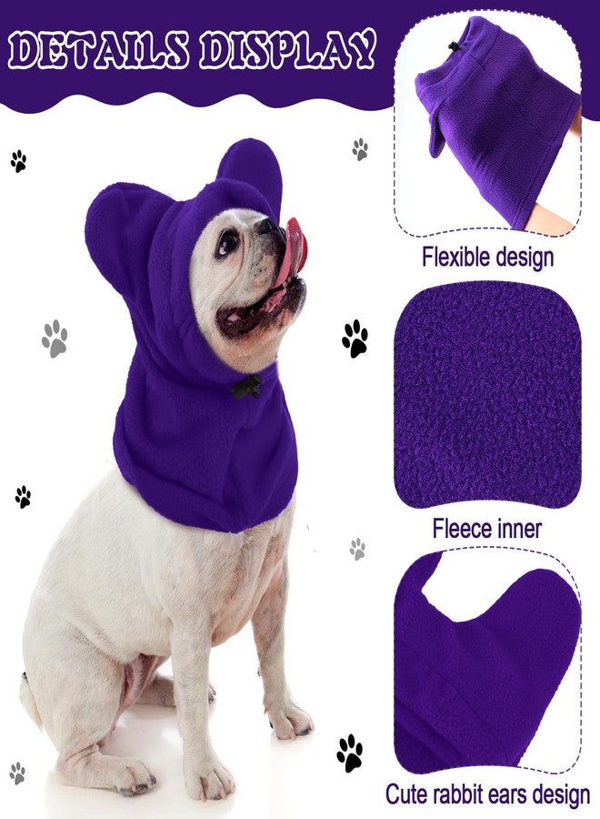 Clysee Winter Dog Hats Quiet Ears for Dogs Ear Muffs Pet Neck Warmer Scarf Hoodie Noise Protection Cover Beanie Head Wrap Costume for Pet Dog Cats(Purple,M) - Image 3