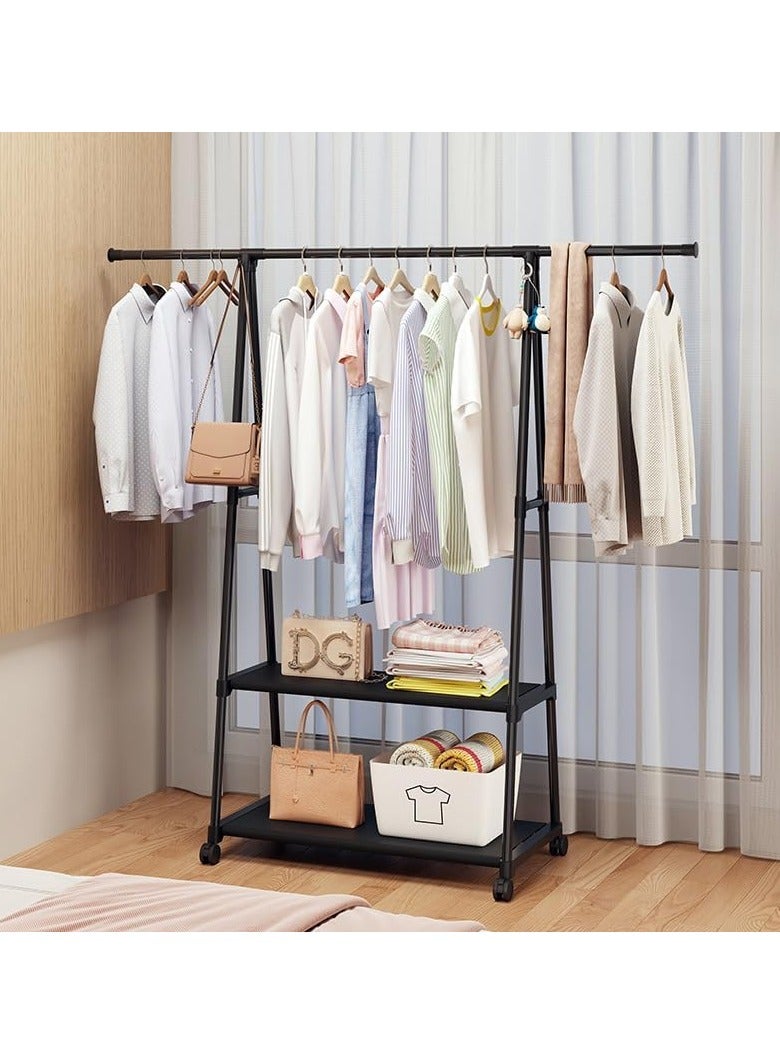 RATSAW Clothes Rack Clothing Rack with Wheels and 2-Tier Storage Shelf Portable Garment Rack Wardrobe Organizer for Bedroom Living Room  White - Image 1