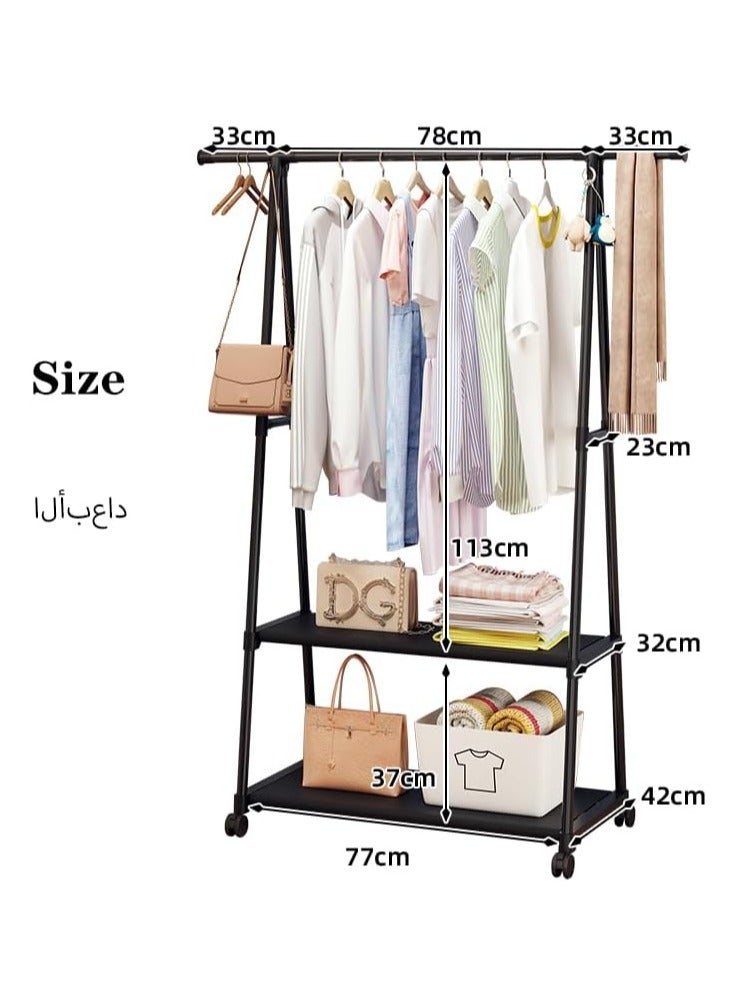 RATSAW Clothes Rack Clothing Rack with Wheels and 2-Tier Storage Shelf Portable Garment Rack Wardrobe Organizer for Bedroom Living Room  White - Image 5