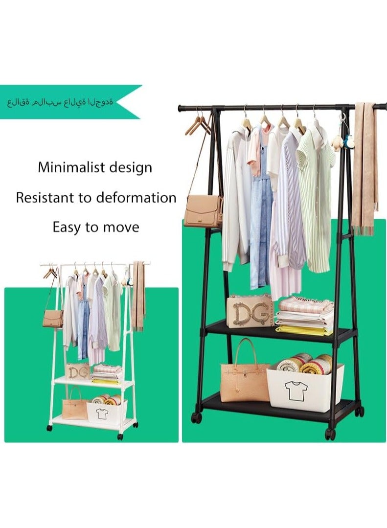 RATSAW Clothes Rack Clothing Rack with Wheels and 2-Tier Storage Shelf Portable Garment Rack Wardrobe Organizer for Bedroom Living Room  White - Image 3