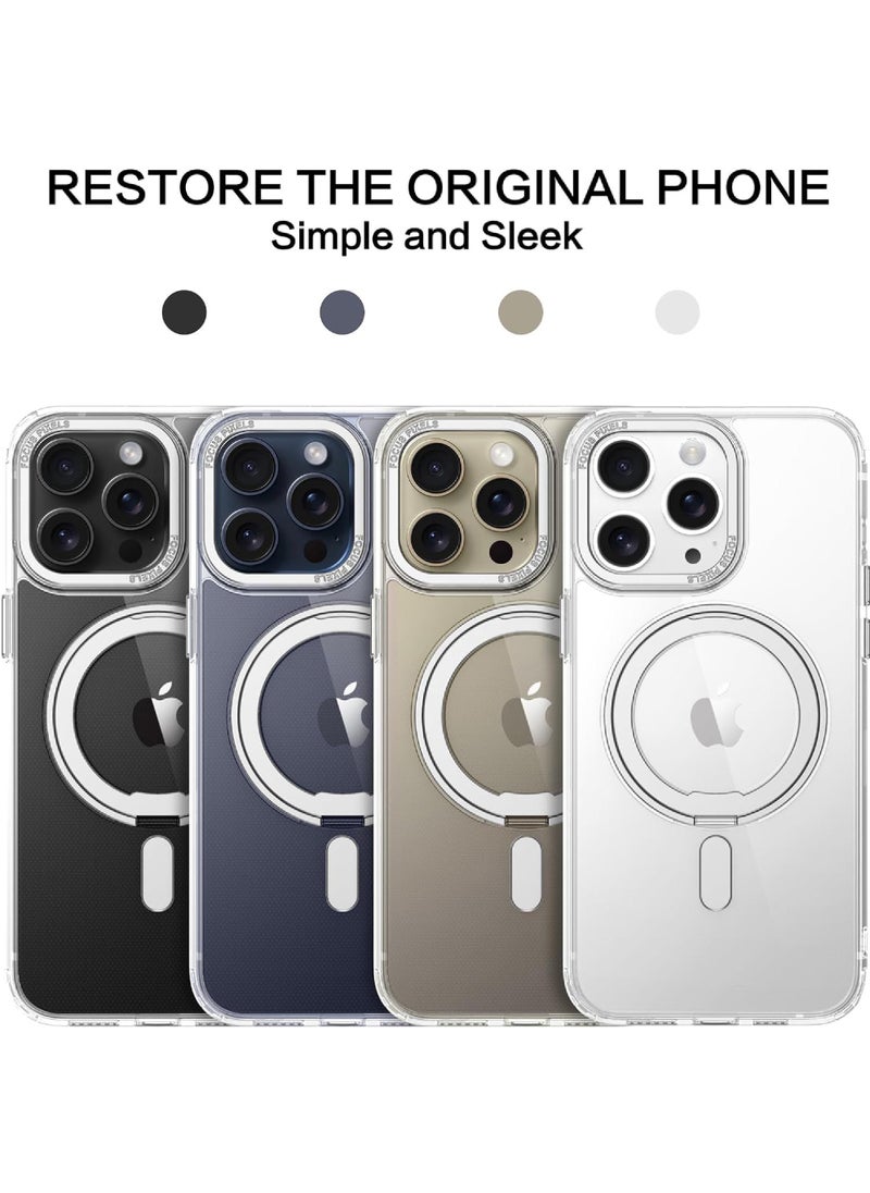 Rock Pow - 360° Rotatable Ring for iPhone 13 Pro Max Case with Magnetic Invisible Stand Compatible with Magsafe Military Standard Drop Protection Shockproof Transparent Phone Case Slim Cover - Image 1