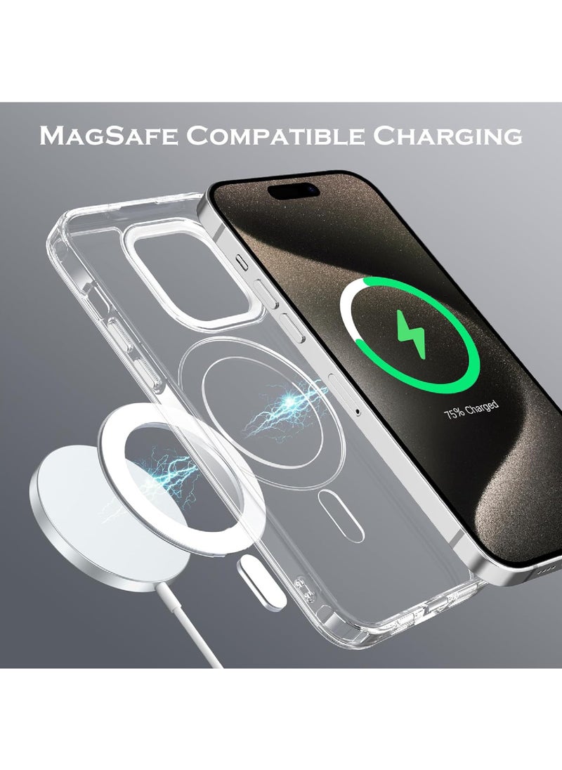 Rock Pow - 360° Rotatable Ring for iPhone 13 Pro Max Case with Magnetic Invisible Stand Compatible with Magsafe Military Standard Drop Protection Shockproof Transparent Phone Case Slim Cover - Image 1