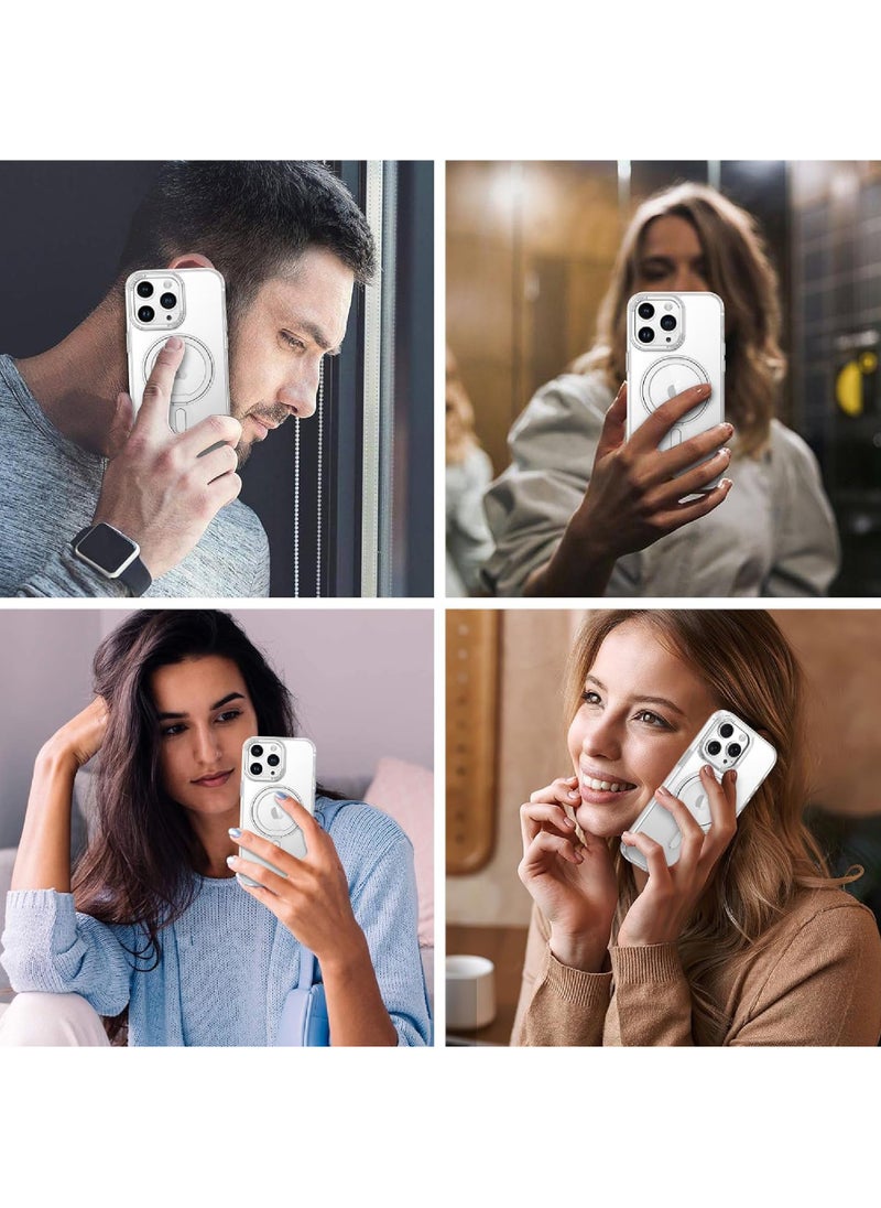 Rock Pow - 360° Rotatable Ring for iPhone 13 Pro Max Case with Magnetic Invisible Stand Compatible with Magsafe Military Standard Drop Protection Shockproof Transparent Phone Case Slim Cover - Image 1