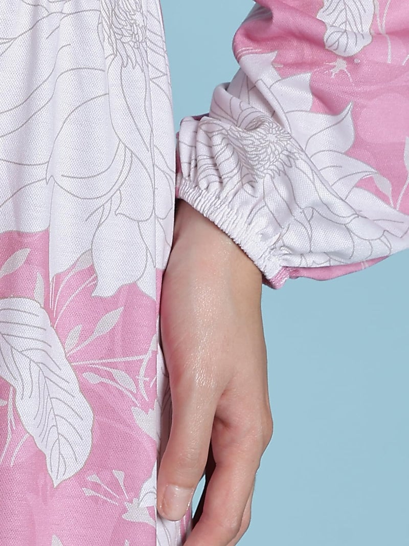 HELLCAT Women's Floral Printed Casual Midi Dress | Floral A-Line Midi Dress for Women_Pink_XX-Small - Image 2