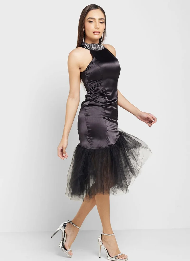 ايلا ليمتد اديشن Halter Neck Ruffled Hem Dress