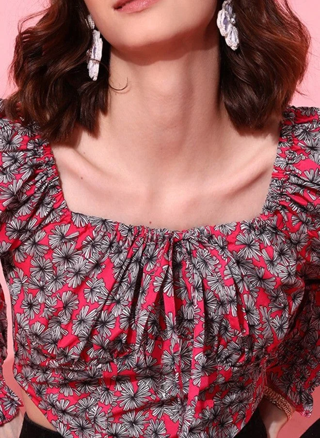 STREET 9 Fuchsia Floral Crop Top for Women