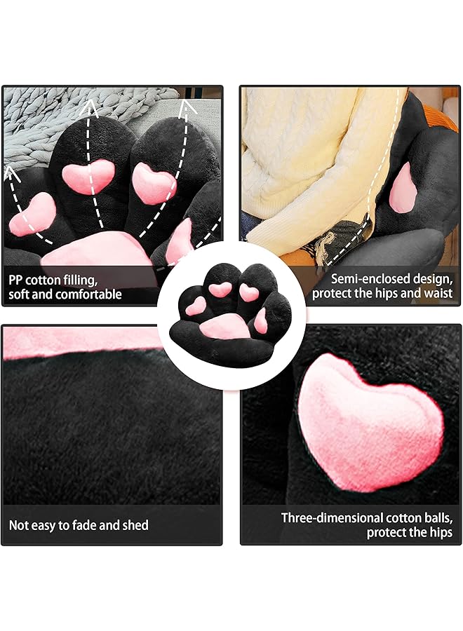 إيروريكس وسادة مقعد على شكل مخلب قطة وسائد كرسي أريكة ناعمة على شكل مخلب قطة وسائد أرضية لطيفة وسادة مقعد كبيرة ديكور منزلي لموظفي المكتب هدية للأطفال والصديقات عش قطة أسود 27.6 × 23.6 بوصة - Image 3