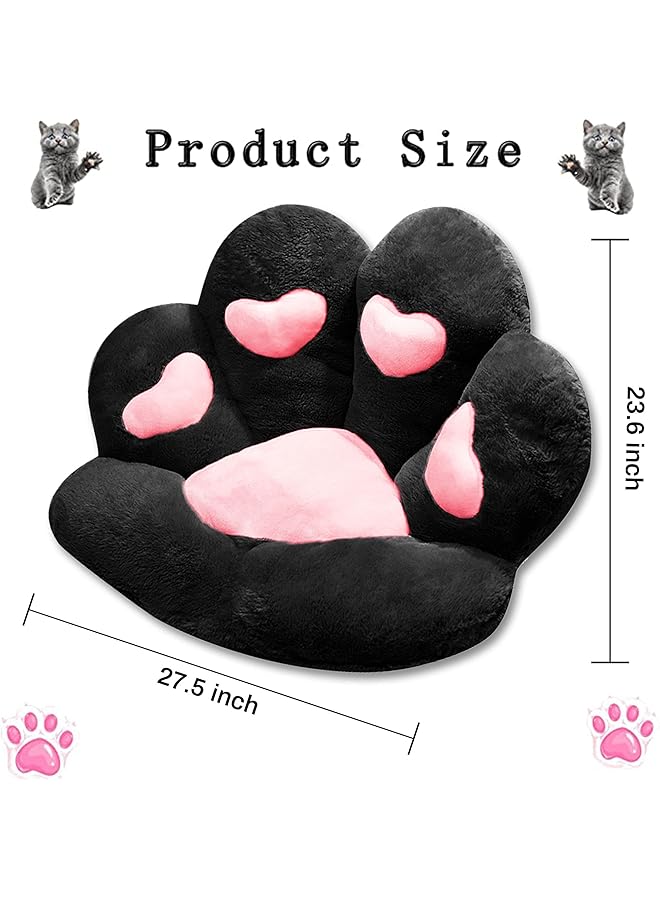 إيروريكس وسادة مقعد على شكل مخلب قطة وسائد كرسي أريكة ناعمة على شكل مخلب قطة وسائد أرضية لطيفة وسادة مقعد كبيرة ديكور منزلي لموظفي المكتب هدية للأطفال والصديقات عش قطة أسود 27.6 × 23.6 بوصة - Image 2