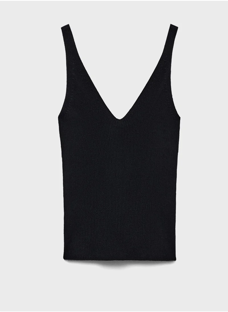 MANGO Casual Knit Strap Top